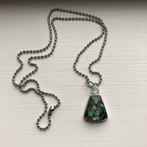 Vintage silver & turquoise stone dog tag necklace - Picture 7 of 7